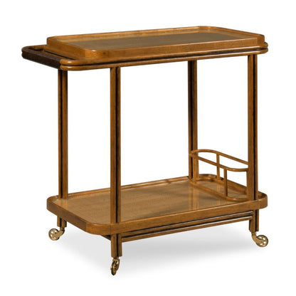 Woodbridge Furniture Aloha Bar Cart - Hazelnut Finish with Cane & Tempered Glass (SKU 1336-20)