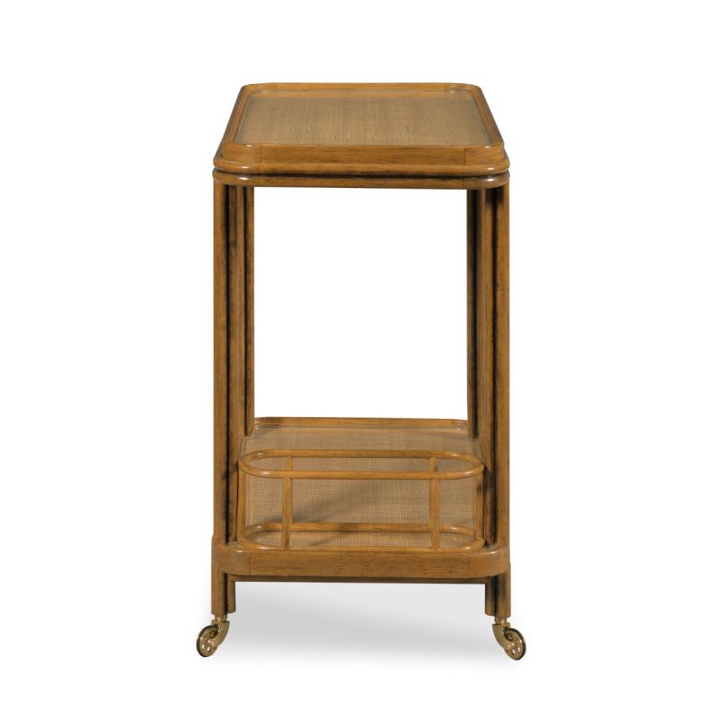 Woodbridge Furniture Aloha Bar Cart - Hazelnut Finish with Cane & Tempered Glass (SKU 1336-20)