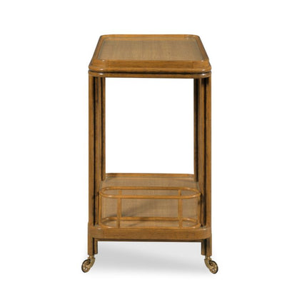 Woodbridge Furniture Aloha Bar Cart - Hazelnut Finish with Cane & Tempered Glass (SKU 1336-20)