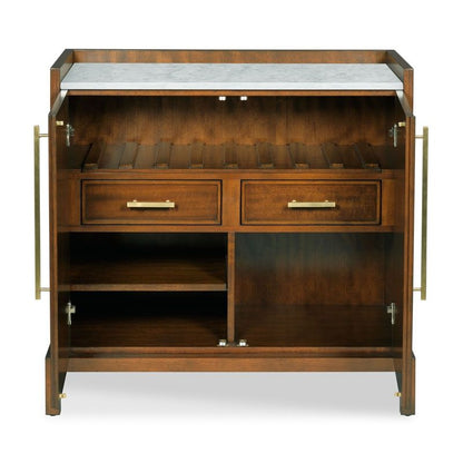 Woodbridge Ridge Bar Cabinet with Carrara Marble Top – Margate Finish