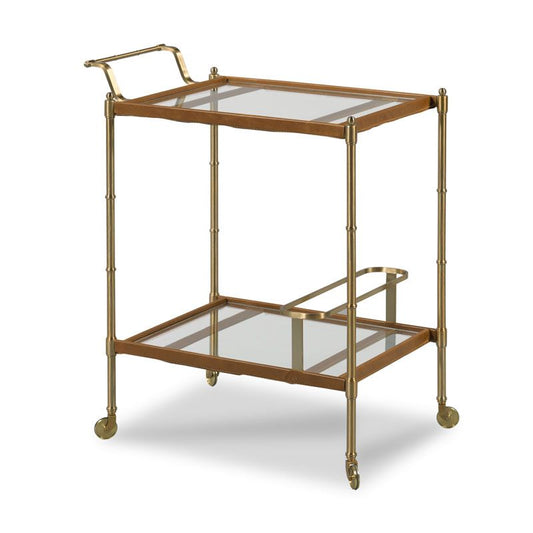Woodbridge Tipple Table Bar Cart with Tempered Glass Shelves & Satin Brass Finish
