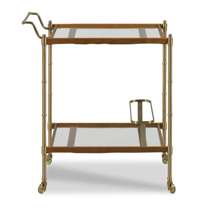 Woodbridge Tipple Table Bar Cart with Tempered Glass Shelves & Satin Brass Finish