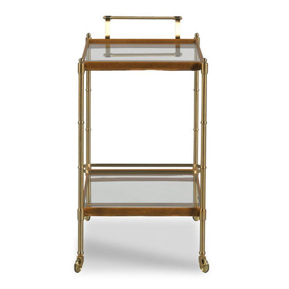 Woodbridge Tipple Table Bar Cart with Tempered Glass Shelves & Satin Brass Finish