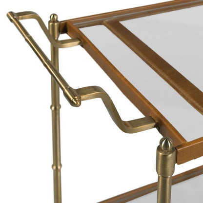 Woodbridge Tipple Table Bar Cart with Tempered Glass Shelves & Satin Brass Finish